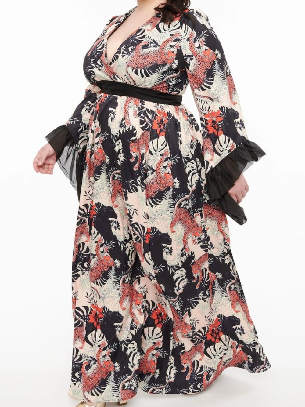 Unique Vintage Jungle Cat Maxi Dress, New